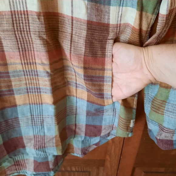 Toad & Co Recycled Cotton Plaid Pullover Button Tunic Top With Pockets Size S - Picture 7 of 14